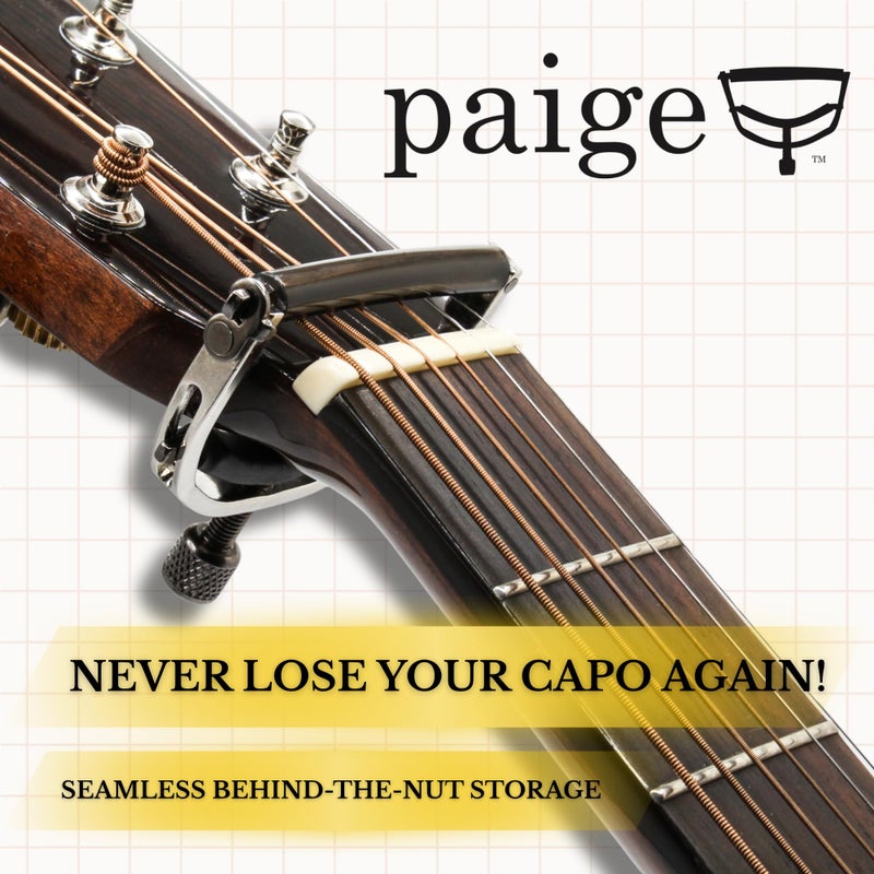 Paige 6-String Guitar Capo â€“ Nickel, Proudly Made in the USA â€“ Adjustable Tension, Ultra-Thin Design â€“ Fits Standard Acoustic Guitars - Image 5